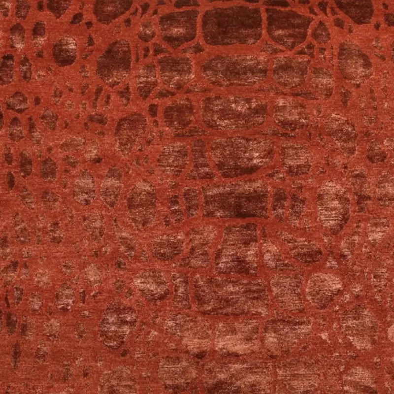 8' X 10' Red And Orange Animal Print Hand Knotted Area Rug Homeroots Home Decor