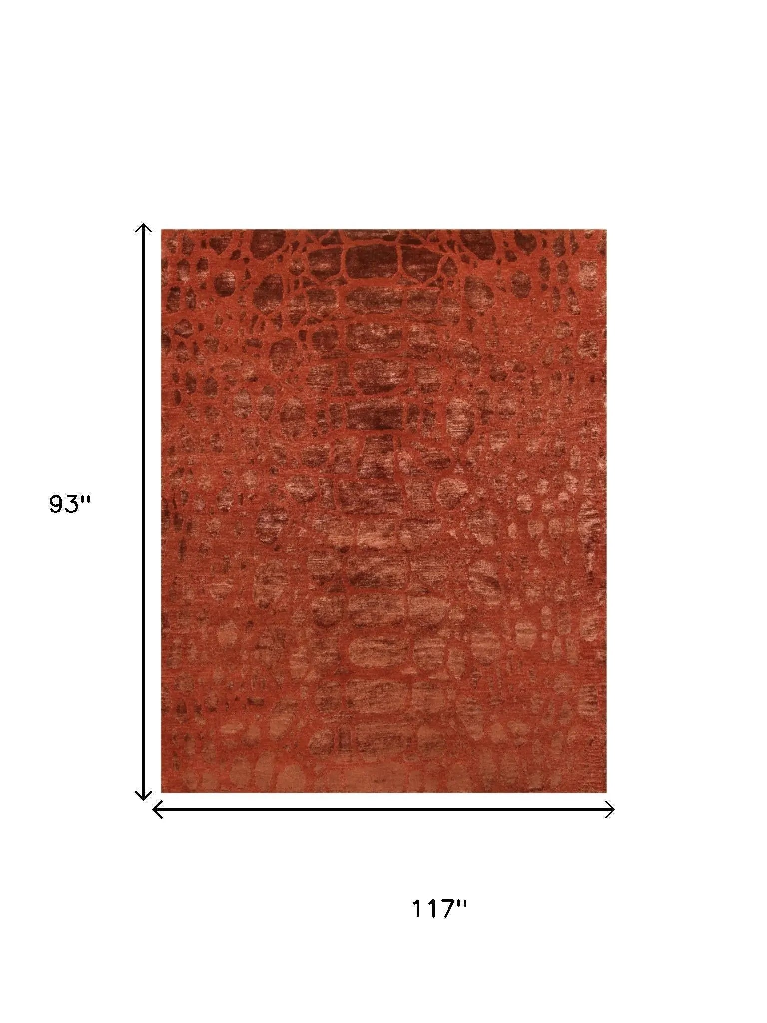 8' X 10' Red And Orange Animal Print Hand Knotted Area Rug Homeroots Home Decor