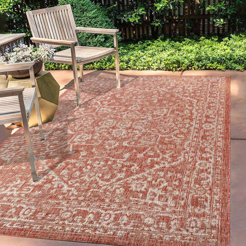8' X 10' Red And Taupe Medallion Indoor Outdoor Area Rug Homeroots Outdoor