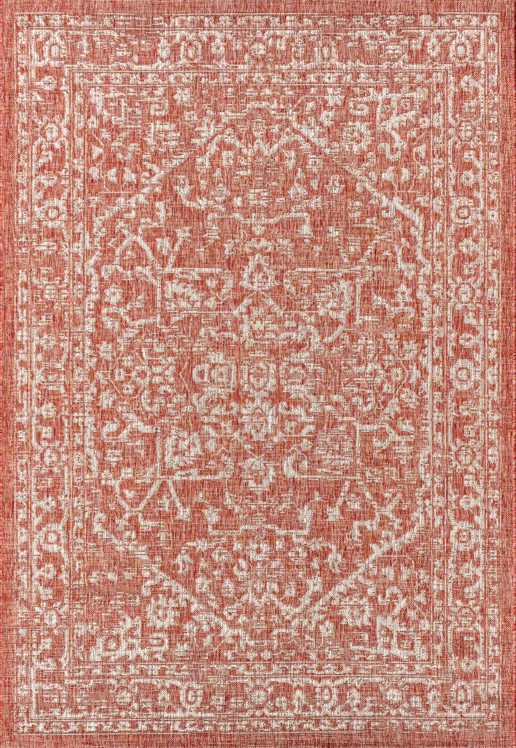8' X 10' Red And Taupe Medallion Indoor Outdoor Area Rug Homeroots Outdoor