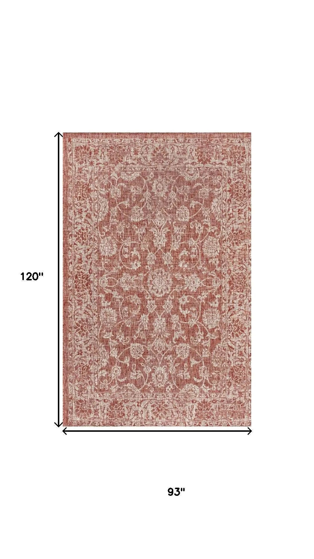 8' X 10' Red And Taupe Medallion Indoor Outdoor Area Rug Homeroots Outdoor