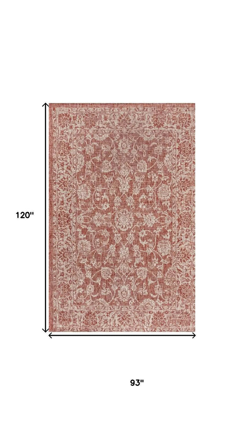 8' X 10' Red And Taupe Medallion Indoor Outdoor Area Rug Homeroots Outdoor