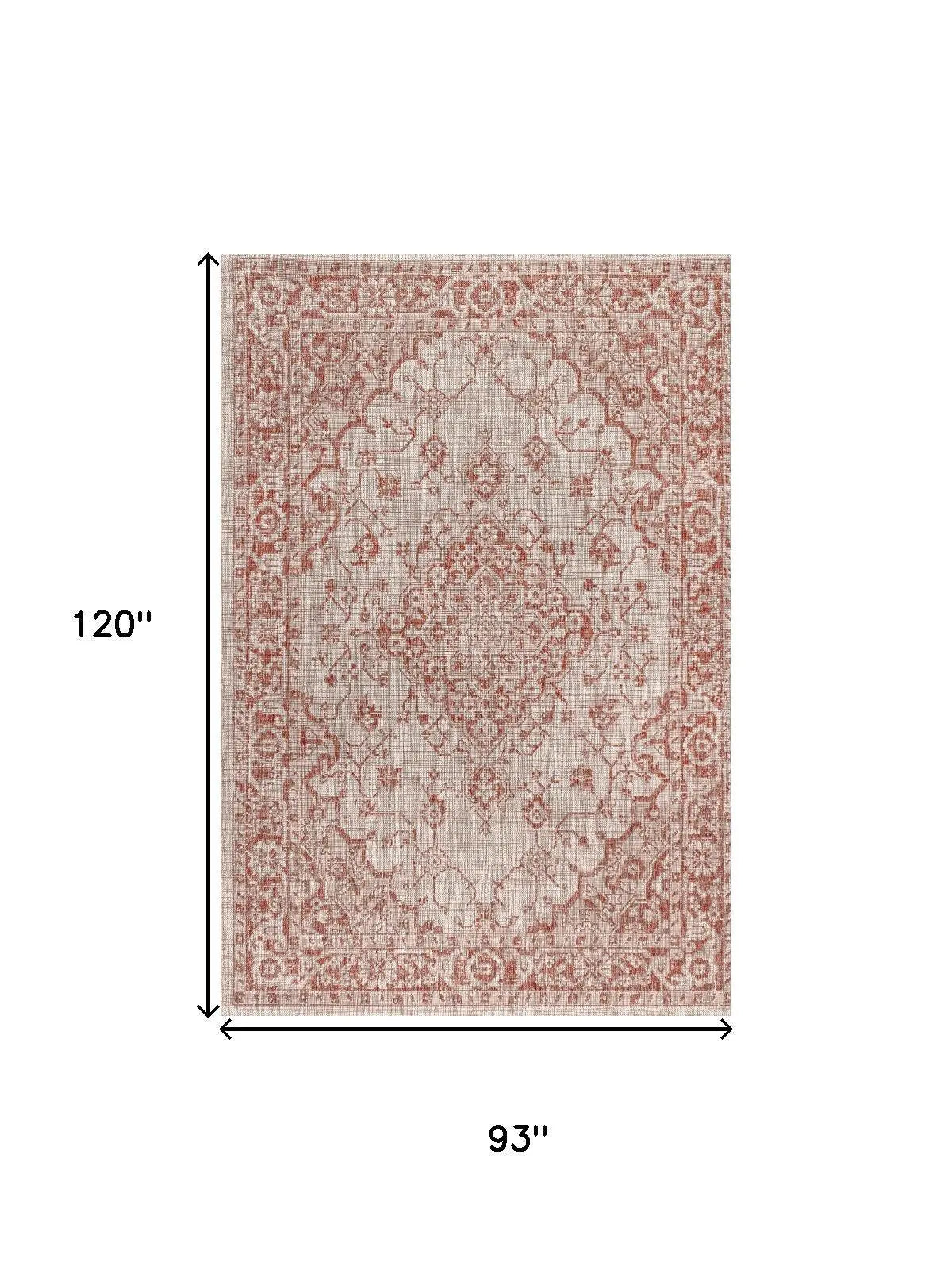 8' X 10' Red And Taupe Medallion Indoor Outdoor Area Rug Homeroots Outdoor