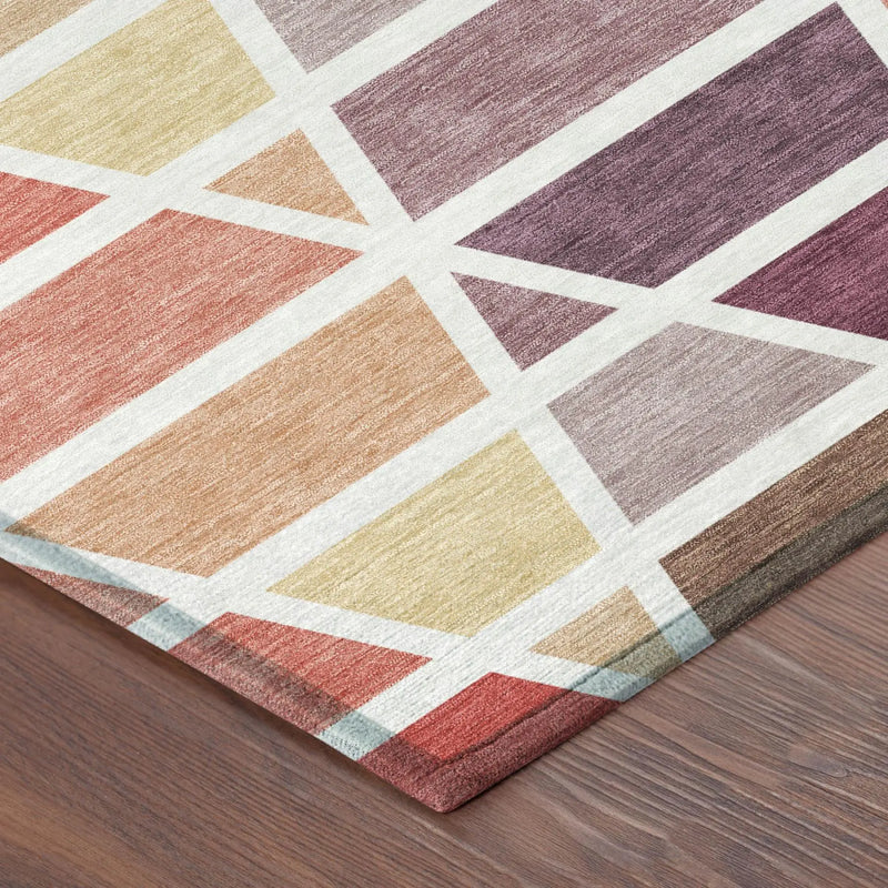 8' X 10' Red And White Geometric Washable Indoor Outdoor Area Rug Homeroots Outdoor