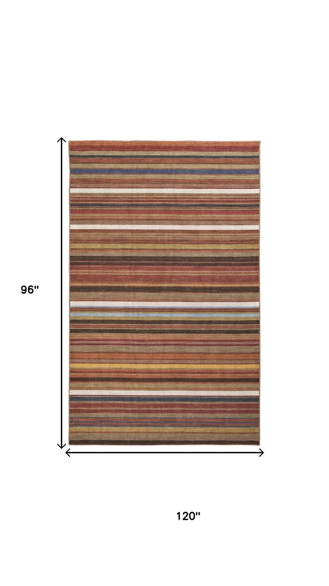 8' X 10' Red Brown And Gray Wool Striped Hand Knotted Area Rug Homeroots Home Decor