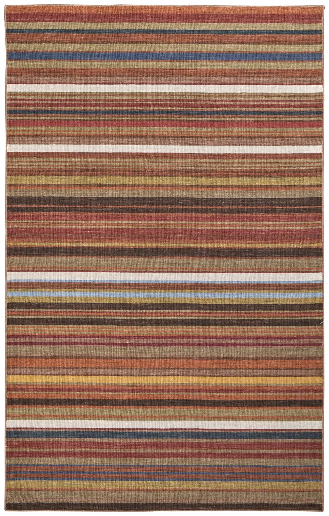 8' X 10' Red Brown And Gray Wool Striped Hand Knotted Area Rug Homeroots Home Decor