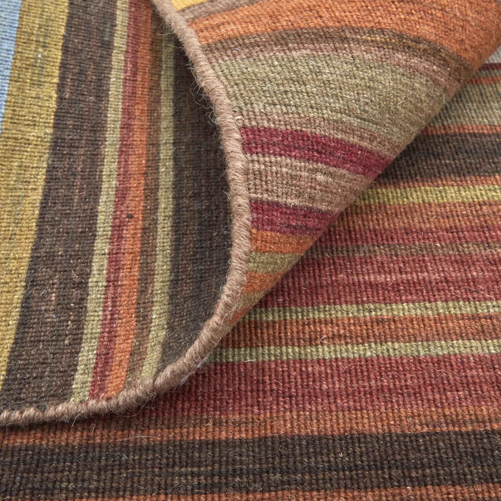 8' X 10' Red Brown And Gray Wool Striped Hand Knotted Area Rug Homeroots Home Decor