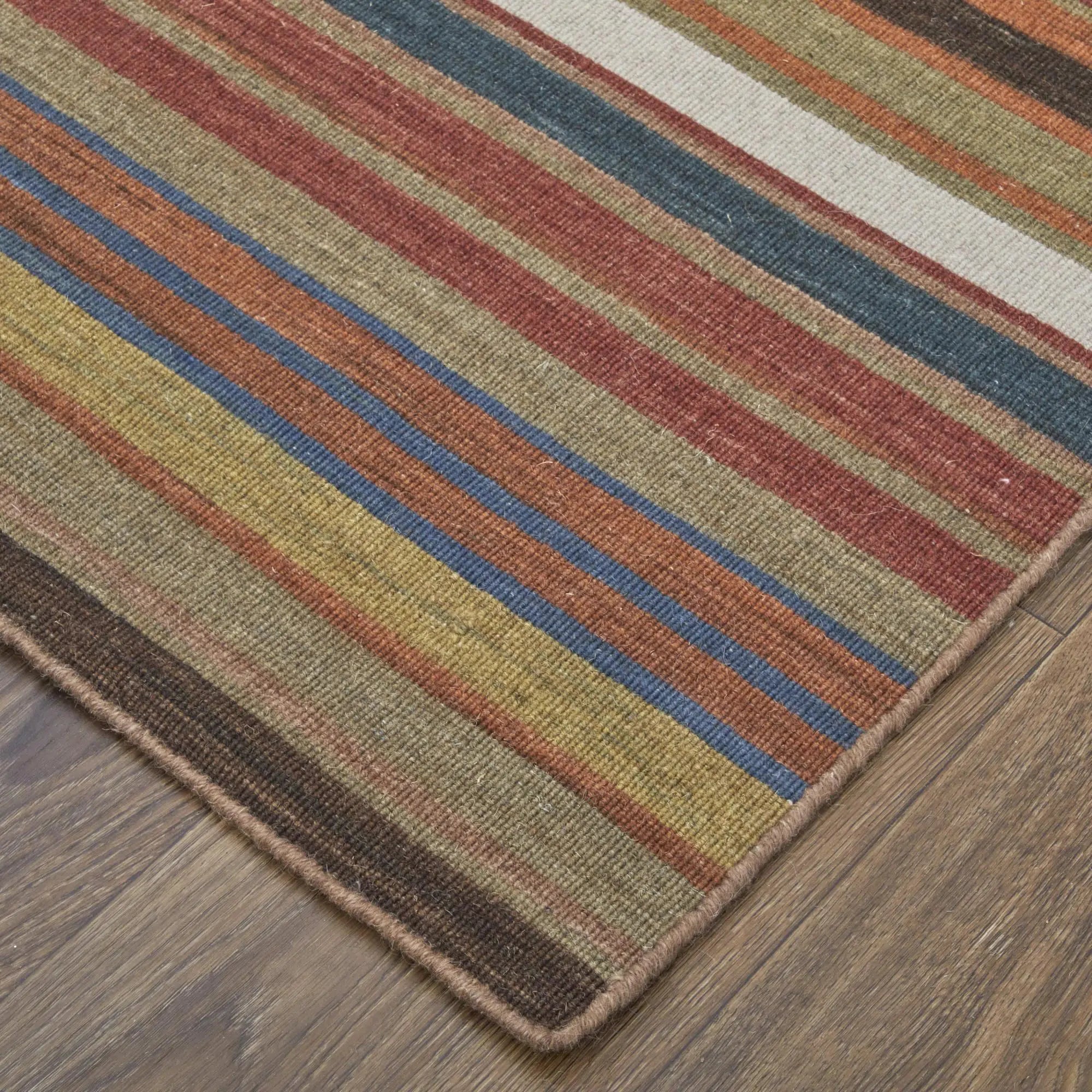 8' X 10' Red Brown And Gray Wool Striped Hand Knotted Area Rug Homeroots Home Decor