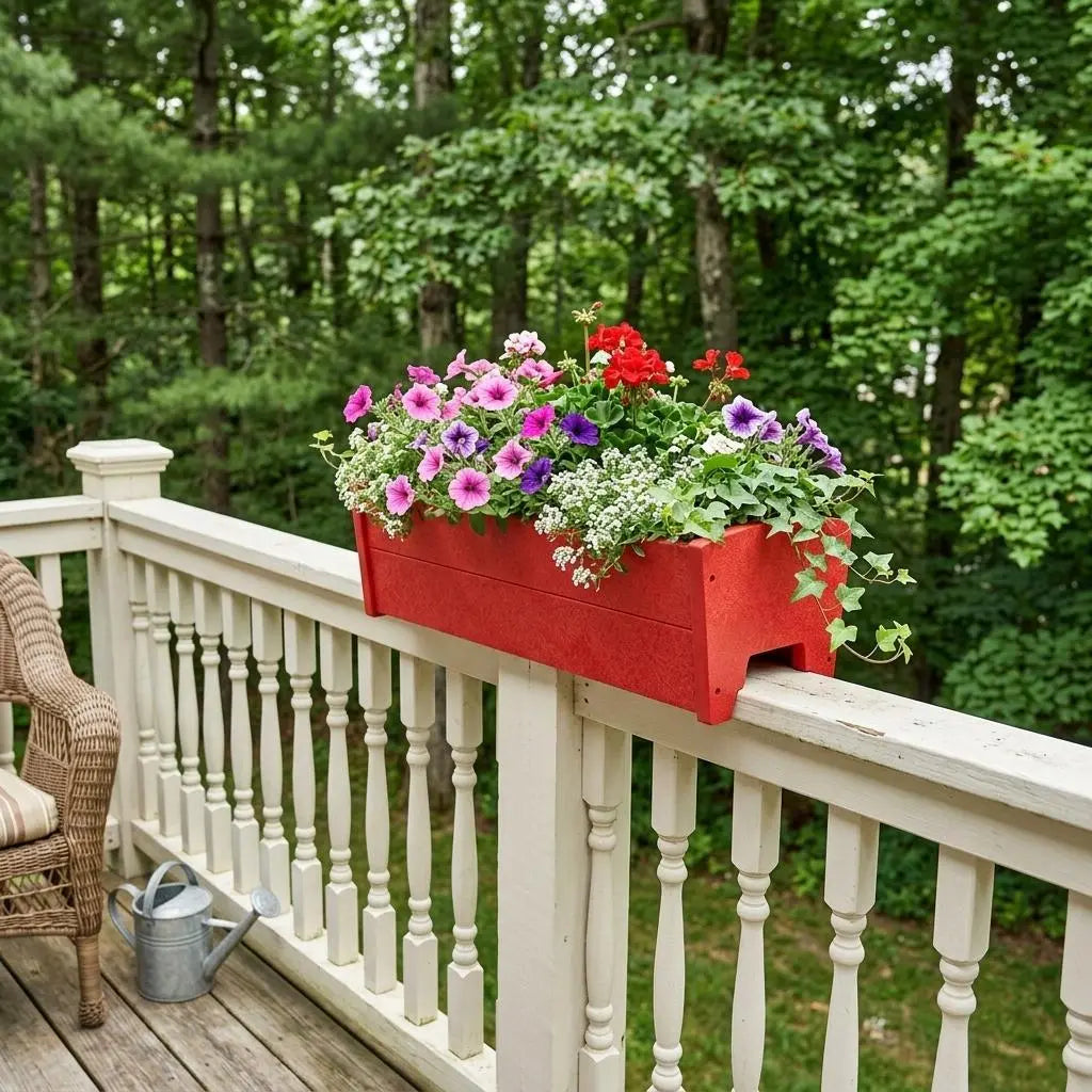 8" X 10" Red Heavy Duty Plastic Rectangular Railing Planter Homeroots Outdoor