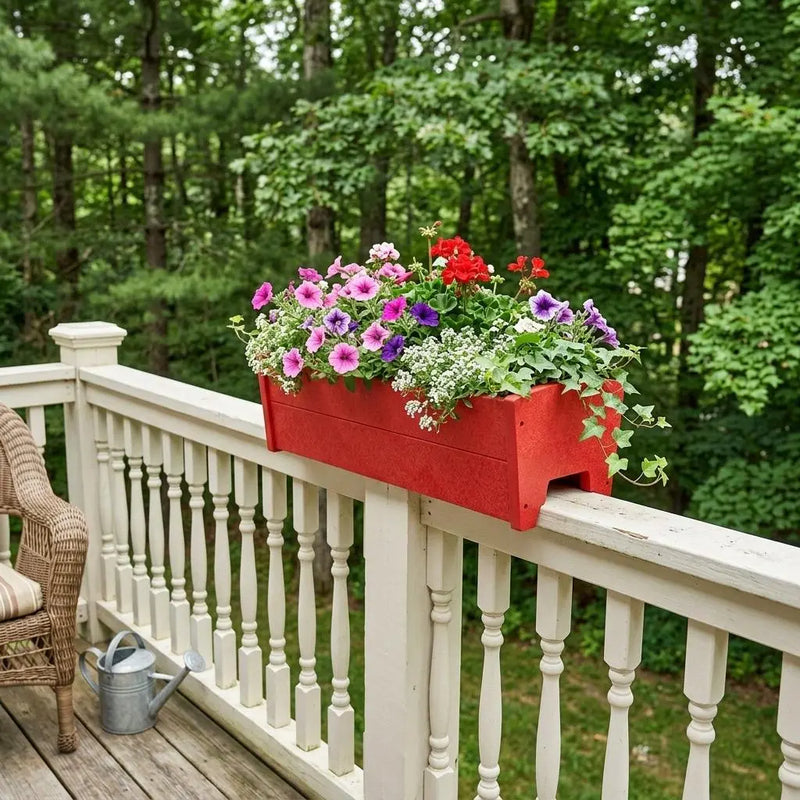 8" X 10" Red Heavy Duty Plastic Rectangular Railing Planter Homeroots Outdoor