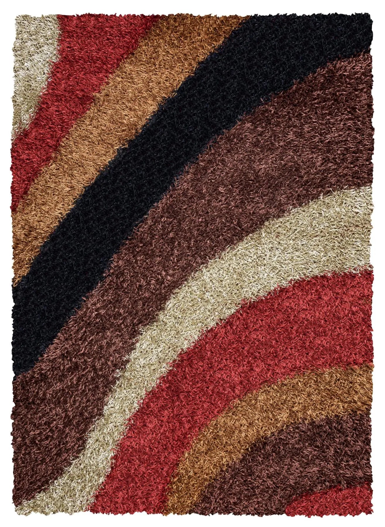 8' X 10' Red Orange Brown And Cream Abstract Shag Hand Tufted Area Rug Homeroots Home Decor
