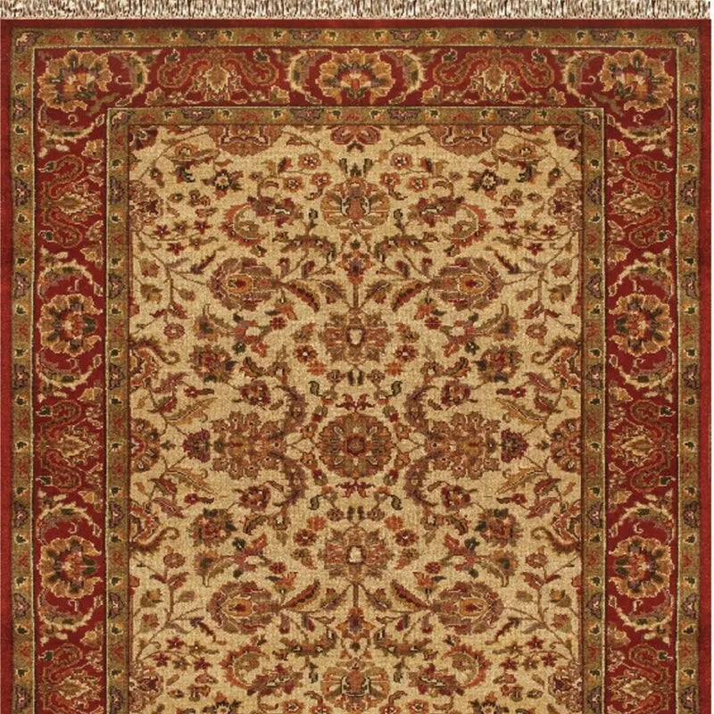 8' X 10' Red Tan And Brown Wool Oriental Hand Knotted Area Rug With Fringe Homeroots Home Decor