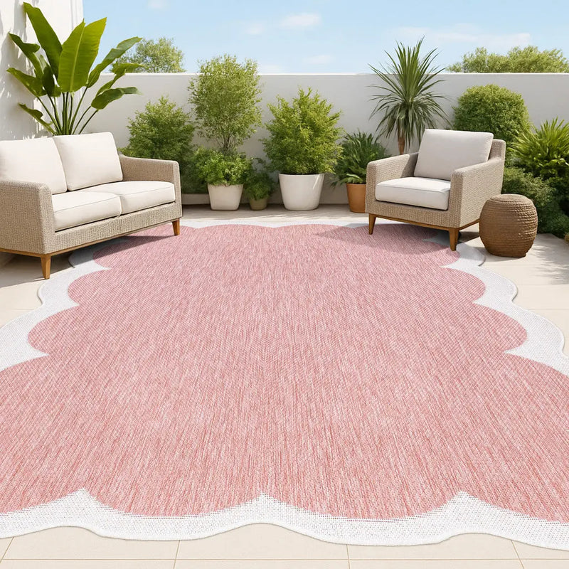 8' X 10' Rose And Cream Indoor Outdoor Area Rug Homeroots Outdoor