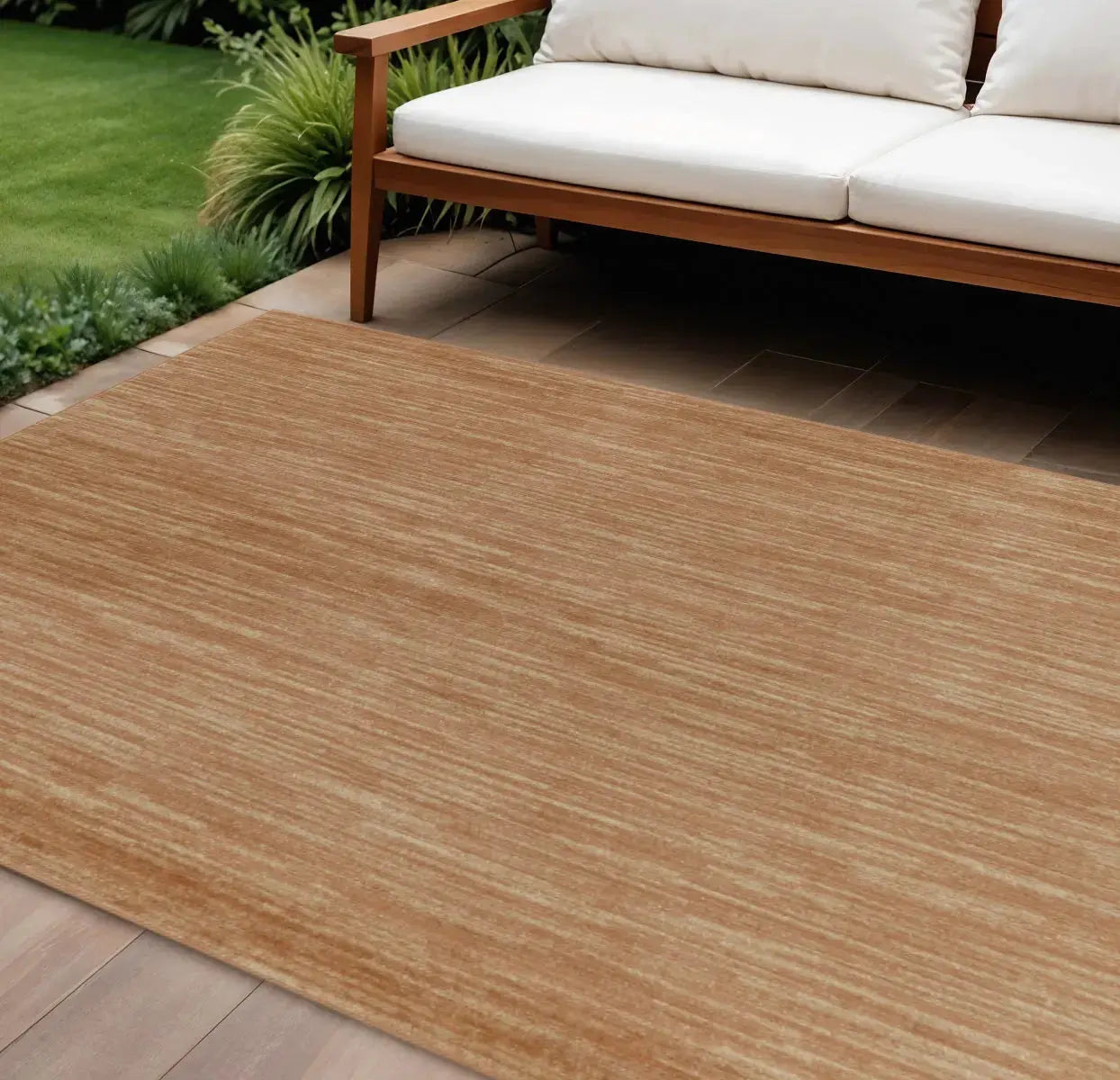 8' X 10' Rust Abstract Indoor Outdoor Area Rug Homeroots Outdoor
