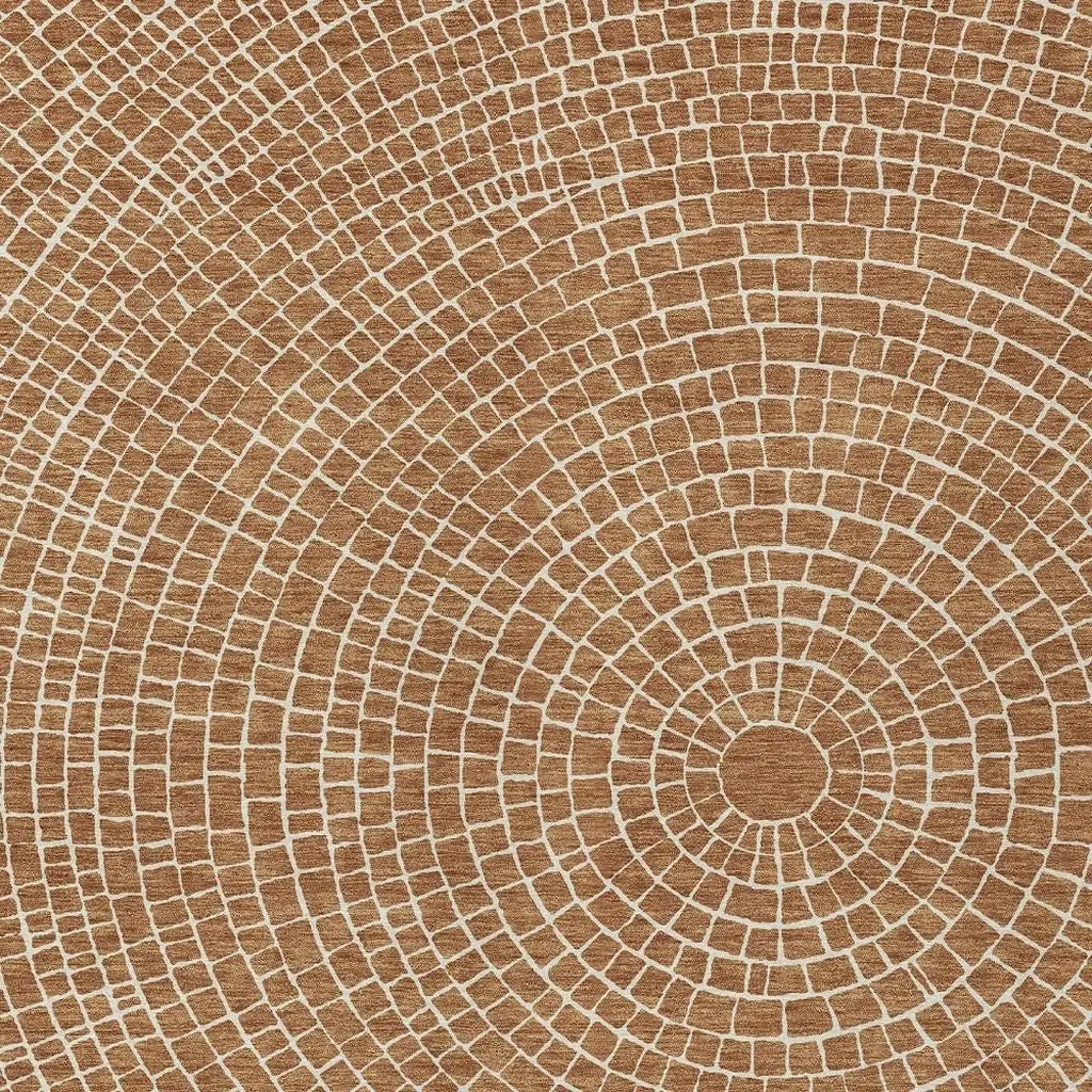 8' X 10' Rust And Ivory Geometric Washable Indoor Outdoor Area Rug Homeroots Outdoor
