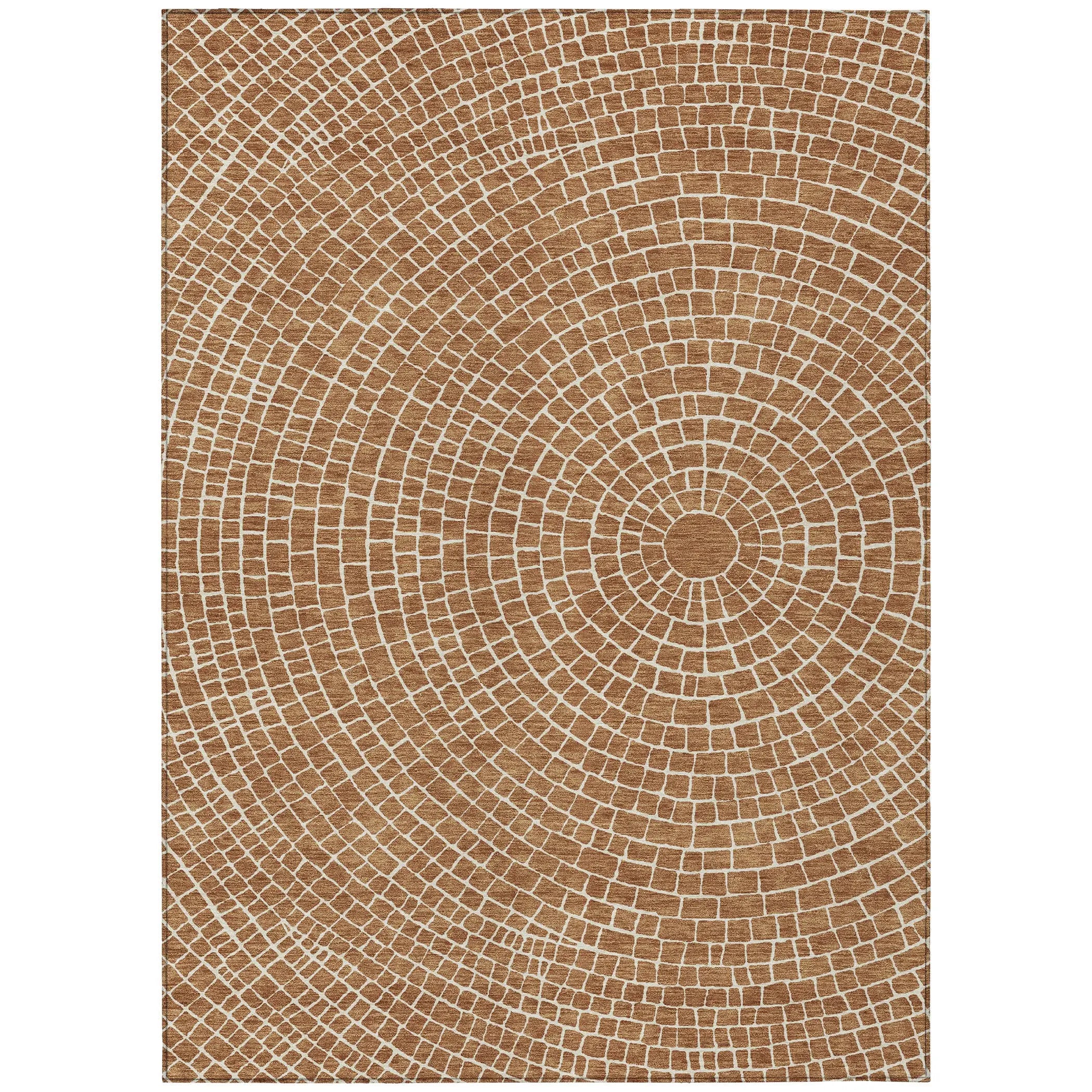 8' X 10' Rust And Ivory Geometric Washable Indoor Outdoor Area Rug Homeroots Outdoor