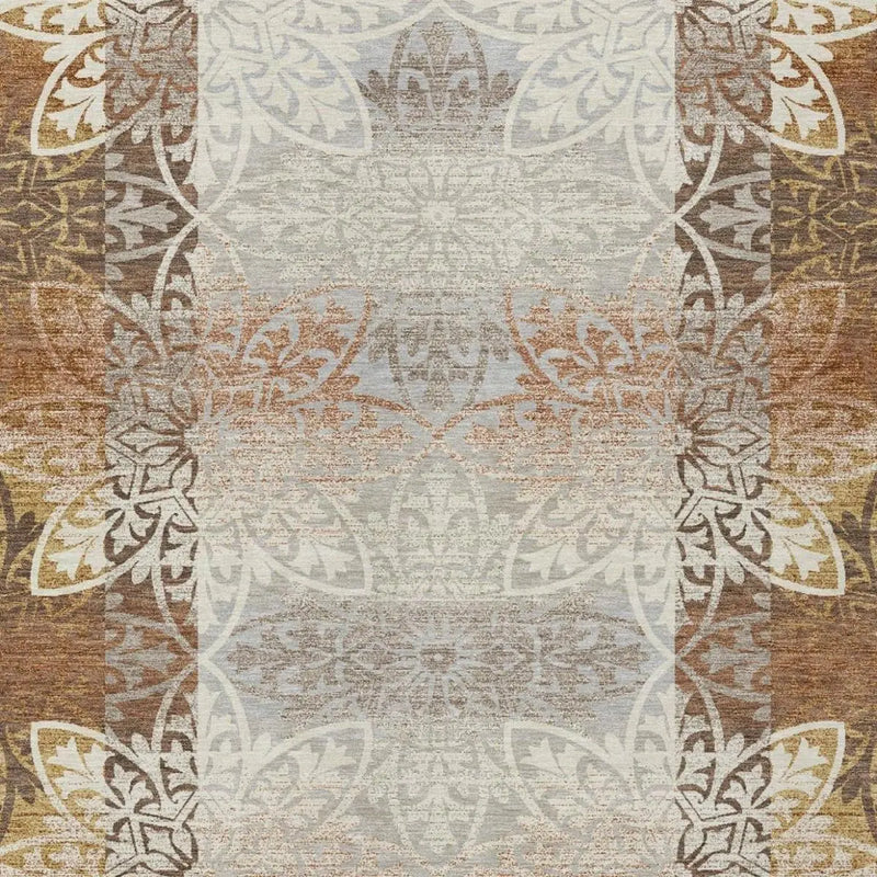 8' X 10' Rust And Orange Oriental Washable Indoor Outdoor Area Rug Homeroots Outdoor