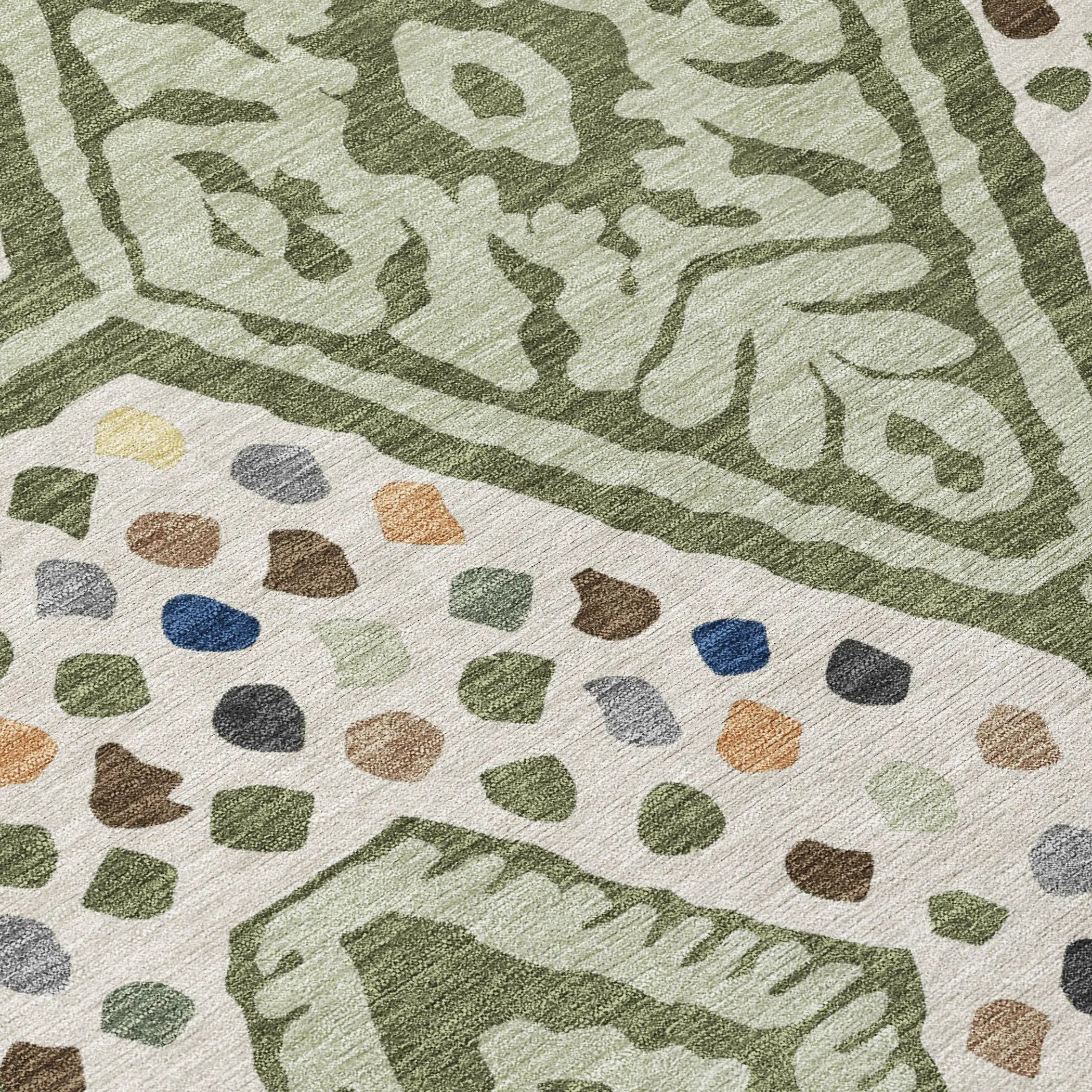 8' X 10' Sage And Beige Tribal Washable Indoor Outdoor Area Rug Homeroots Outdoor