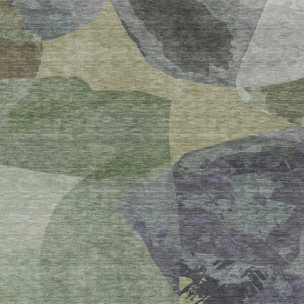 8' X 10' Sage And Green Abstract Washable Indoor Outdoor Area Rug Homeroots Outdoor