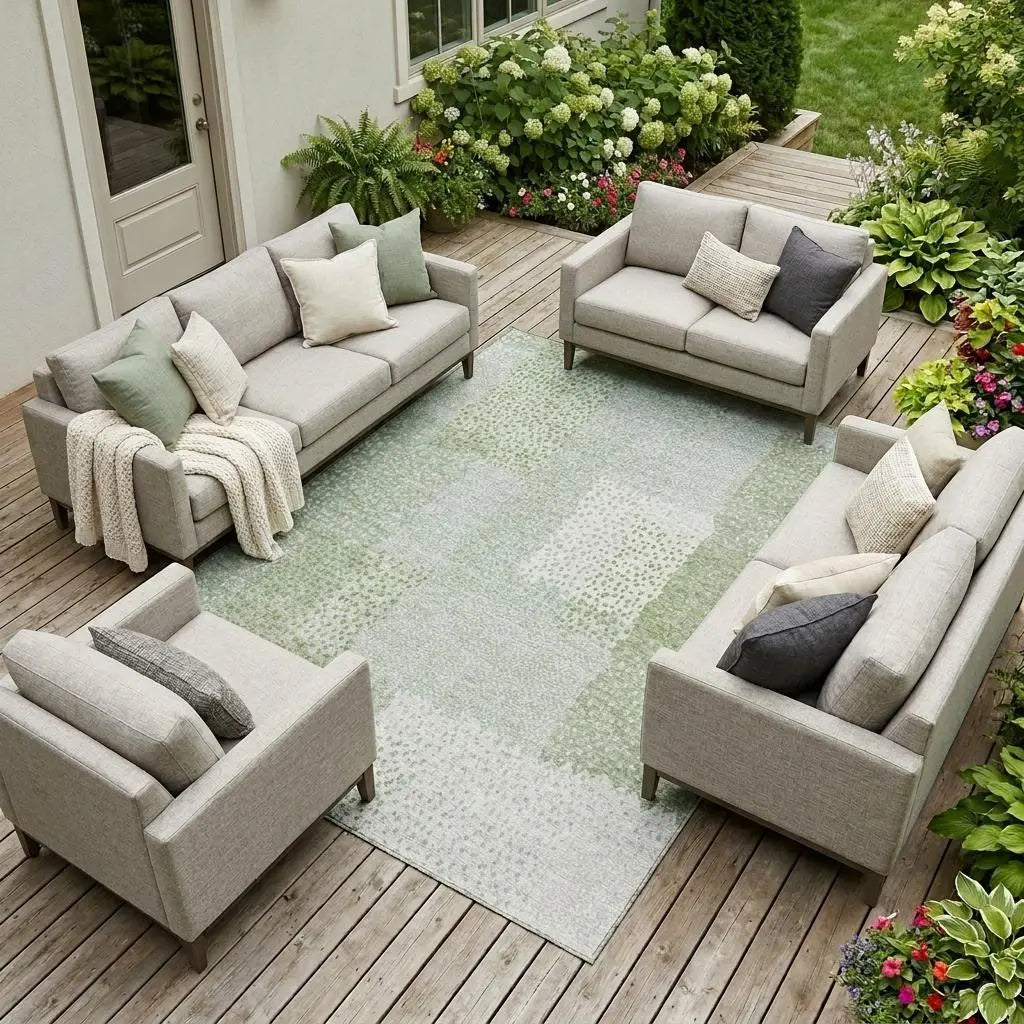 8' X 10' Sage And Green Abstract Washable Indoor Outdoor Area Rug Homeroots Outdoor