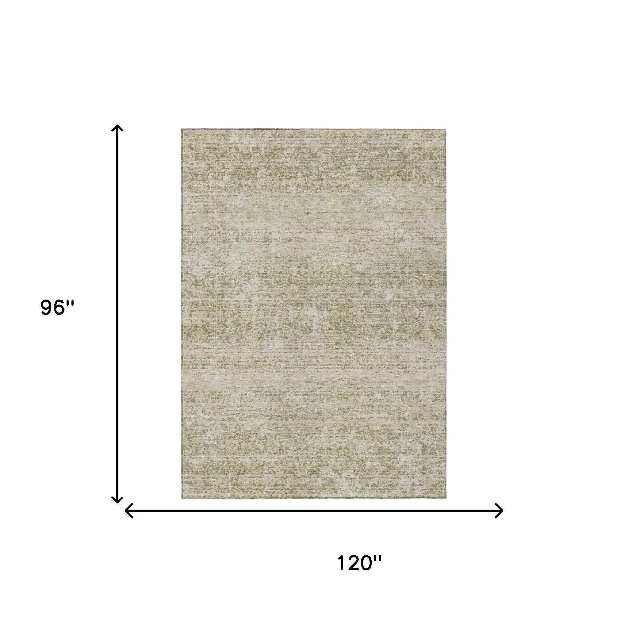 8' X 10' Sage And Green Abstract Washable Indoor Outdoor Area Rug Homeroots Outdoor
