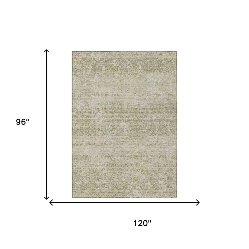 8' X 10' Sage And Green Abstract Washable Indoor Outdoor Area Rug Homeroots Outdoor