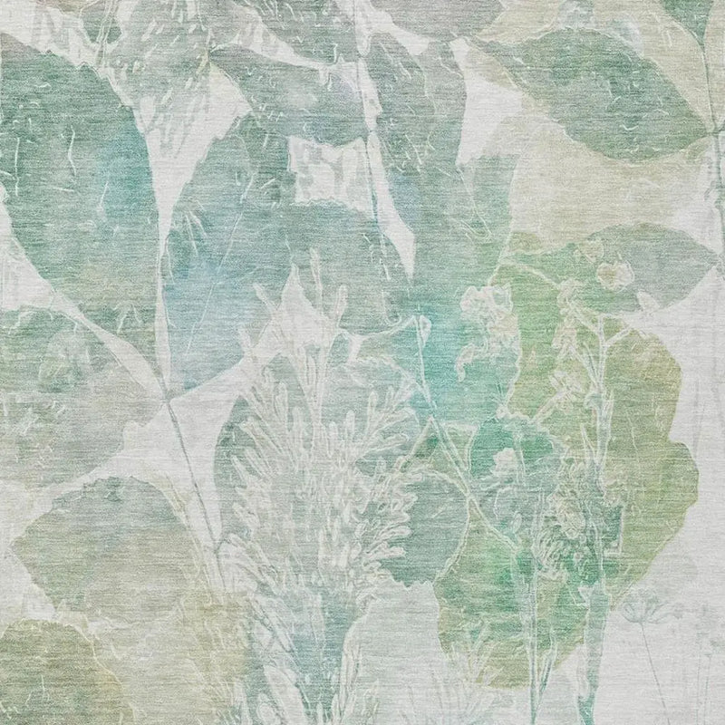 8' X 10' Sage And Green Botanical Leaves Washable Indoor Outdoor Area Rug Homeroots Outdoor