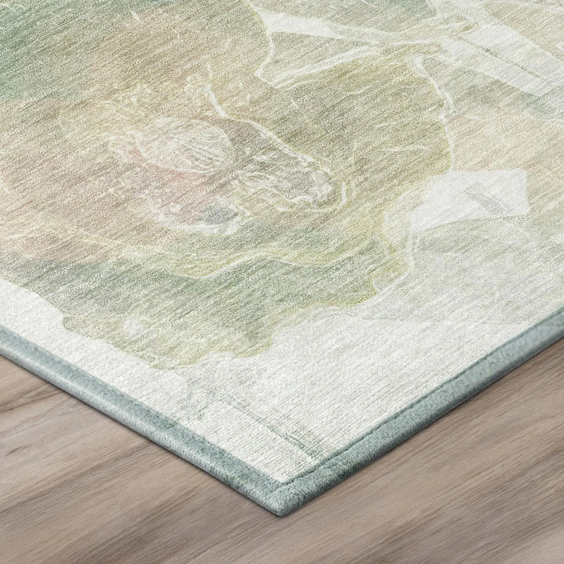 8' X 10' Sage And Green Botanical Leaves Washable Indoor Outdoor Area Rug Homeroots Outdoor