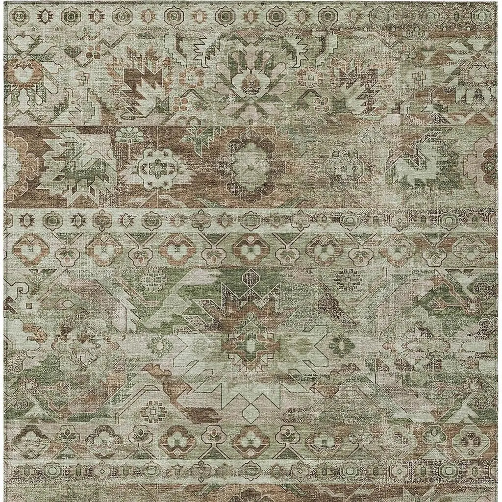 8' X 10' Sage And Green Cactus Washable Indoor Outdoor Area Rug Homeroots Outdoor