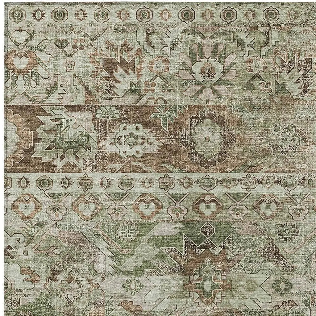 8' X 10' Sage And Green Cactus Washable Indoor Outdoor Area Rug Homeroots Outdoor
