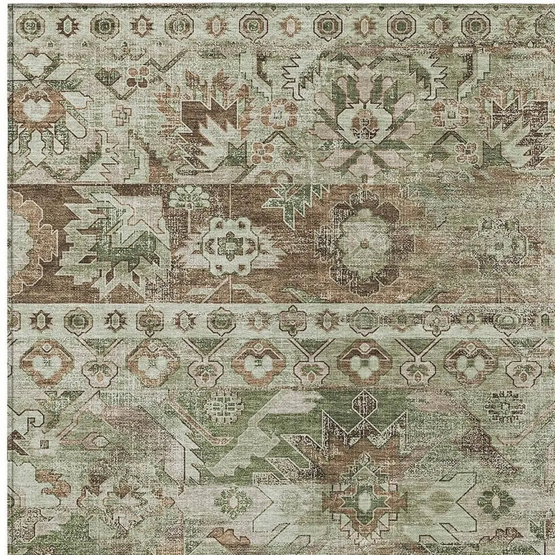 8' X 10' Sage And Green Cactus Washable Indoor Outdoor Area Rug Homeroots Outdoor