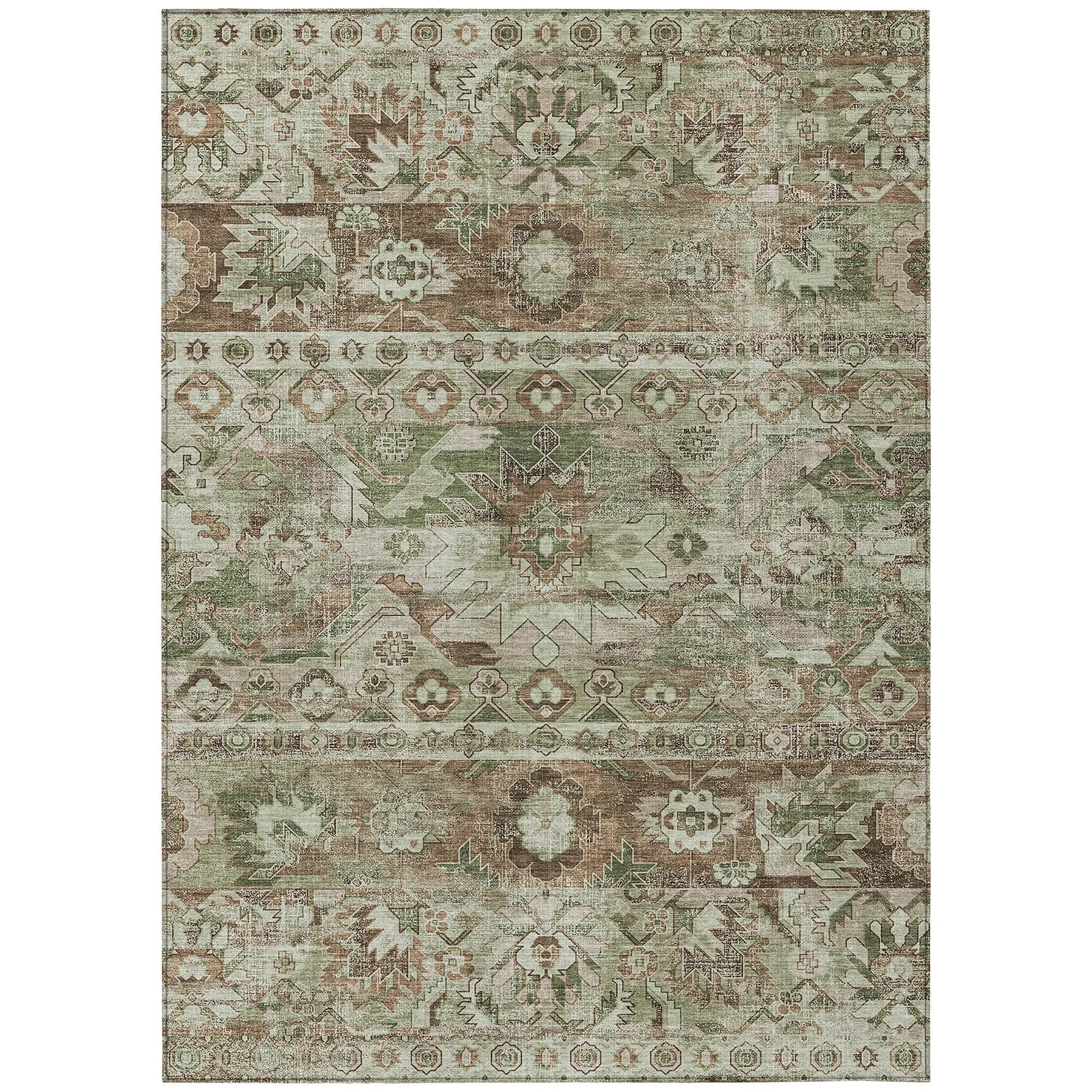8' X 10' Sage And Green Cactus Washable Indoor Outdoor Area Rug Homeroots Outdoor