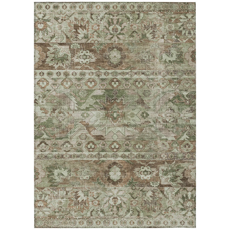 8' X 10' Sage And Green Cactus Washable Indoor Outdoor Area Rug Homeroots Outdoor