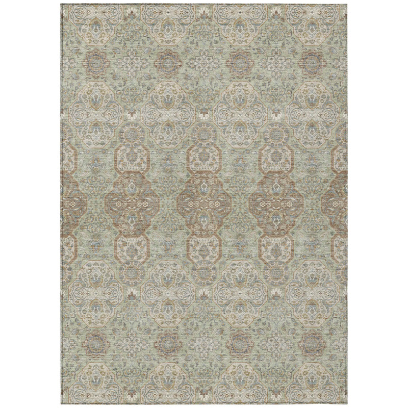 8' X 10' Sage And Green Floral Washable Indoor Outdoor Area Rug Homeroots Outdoor