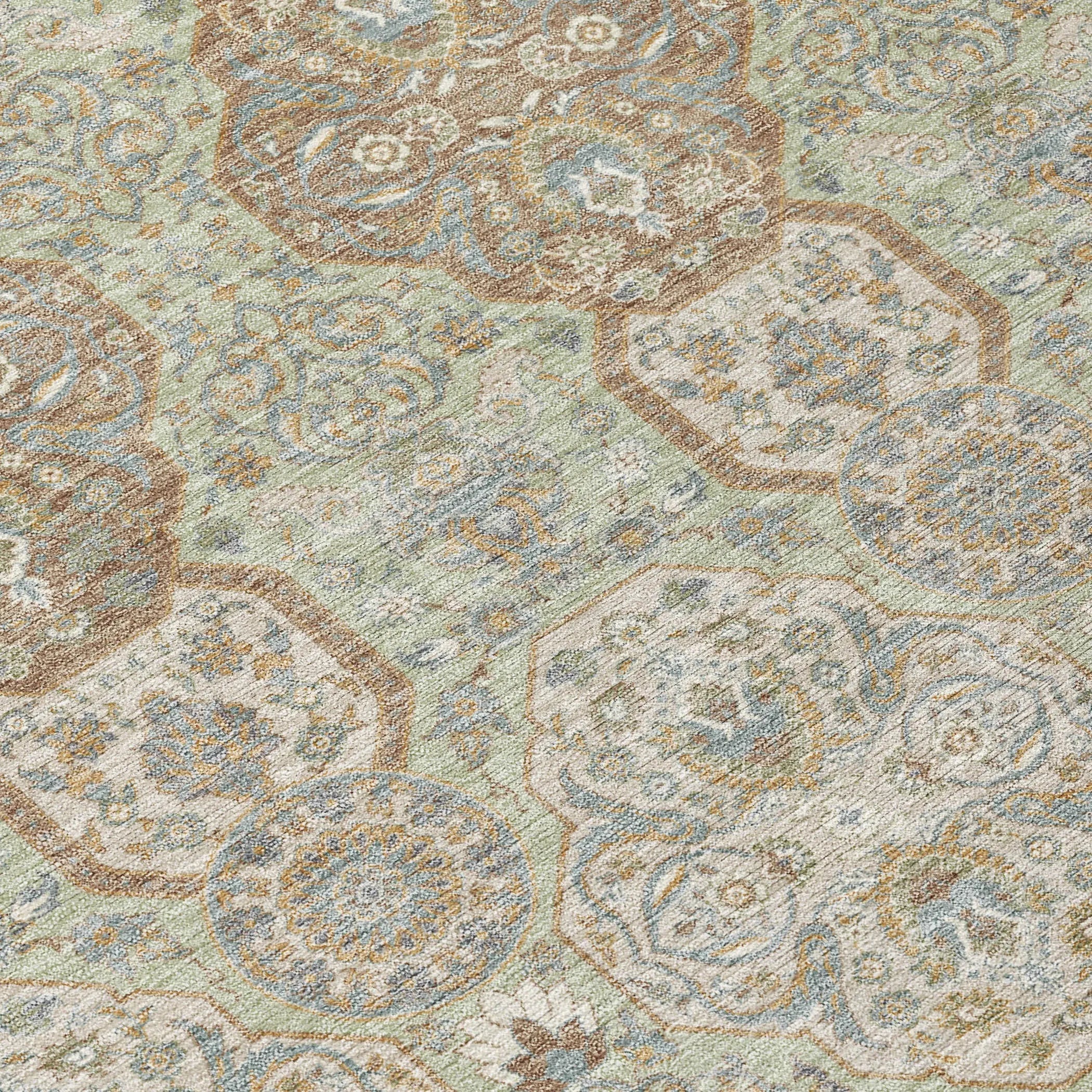 8' X 10' Sage And Green Floral Washable Indoor Outdoor Area Rug Homeroots Outdoor