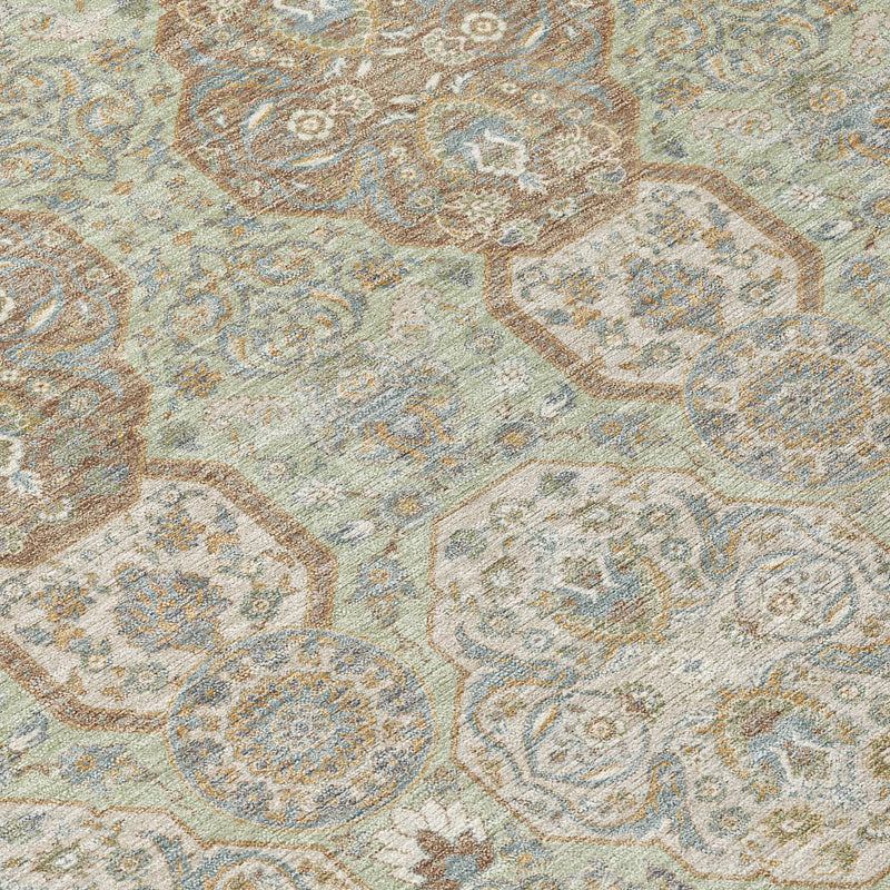 8' X 10' Sage And Green Floral Washable Indoor Outdoor Area Rug Homeroots Outdoor