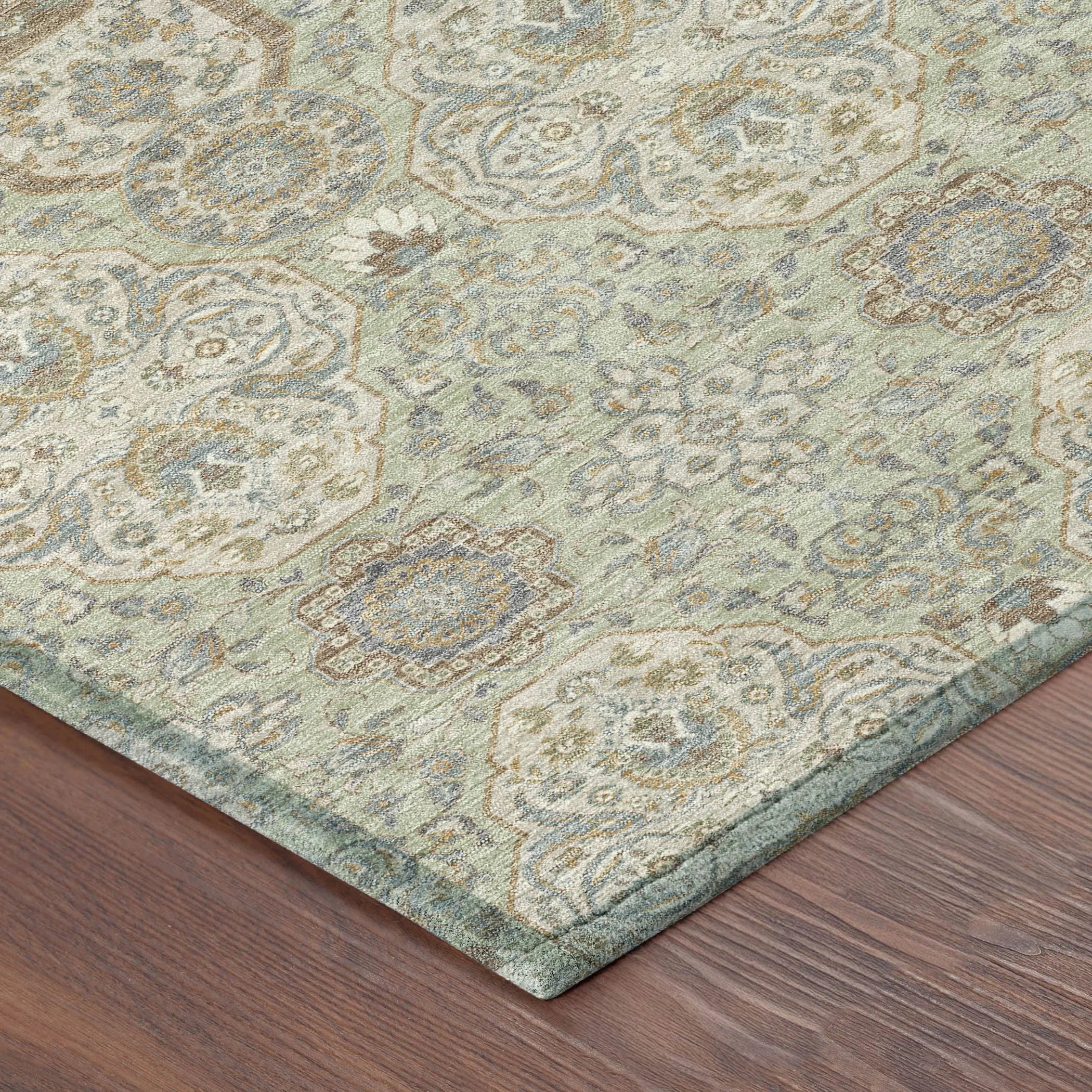 8' X 10' Sage And Green Floral Washable Indoor Outdoor Area Rug Homeroots Outdoor