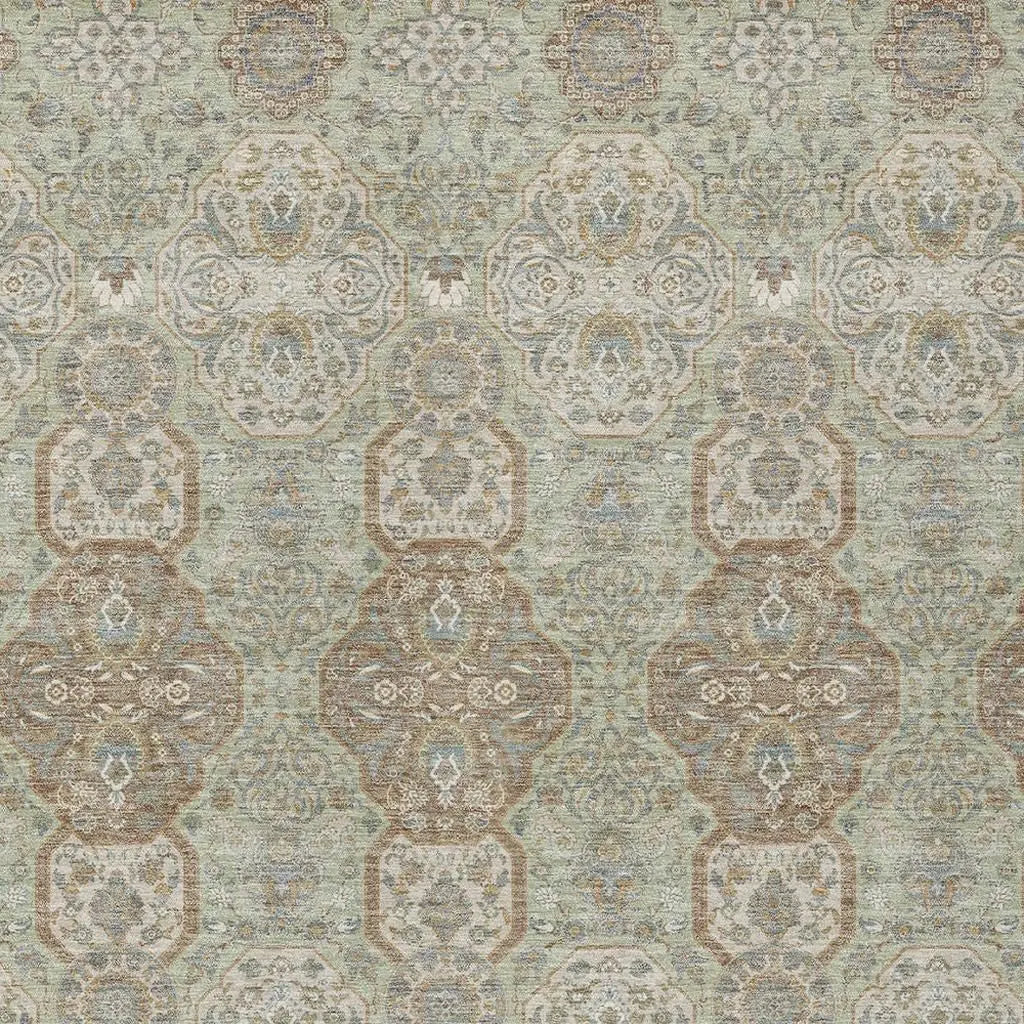 8' X 10' Sage And Green Floral Washable Indoor Outdoor Area Rug Homeroots Outdoor