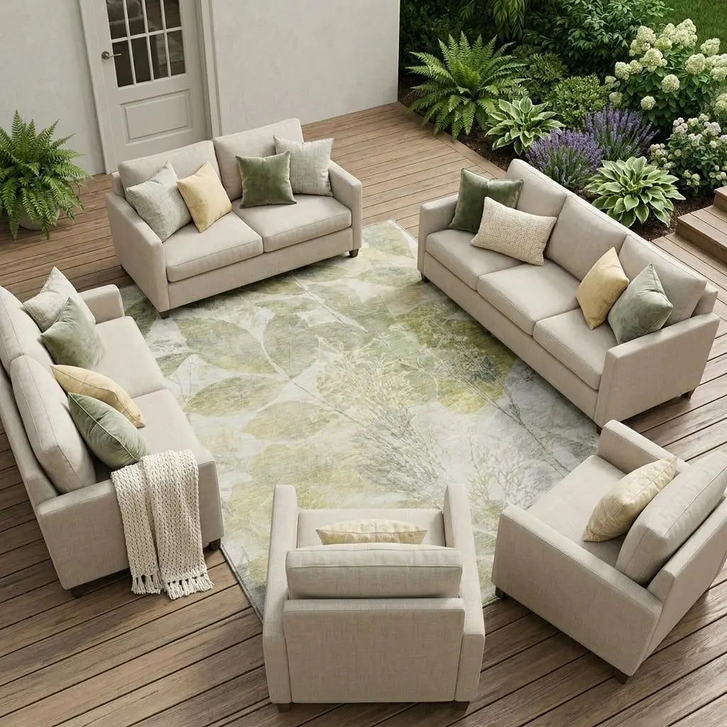 8' X 10' Sage And Green Floral Washable Indoor Outdoor Area Rug Homeroots Outdoor