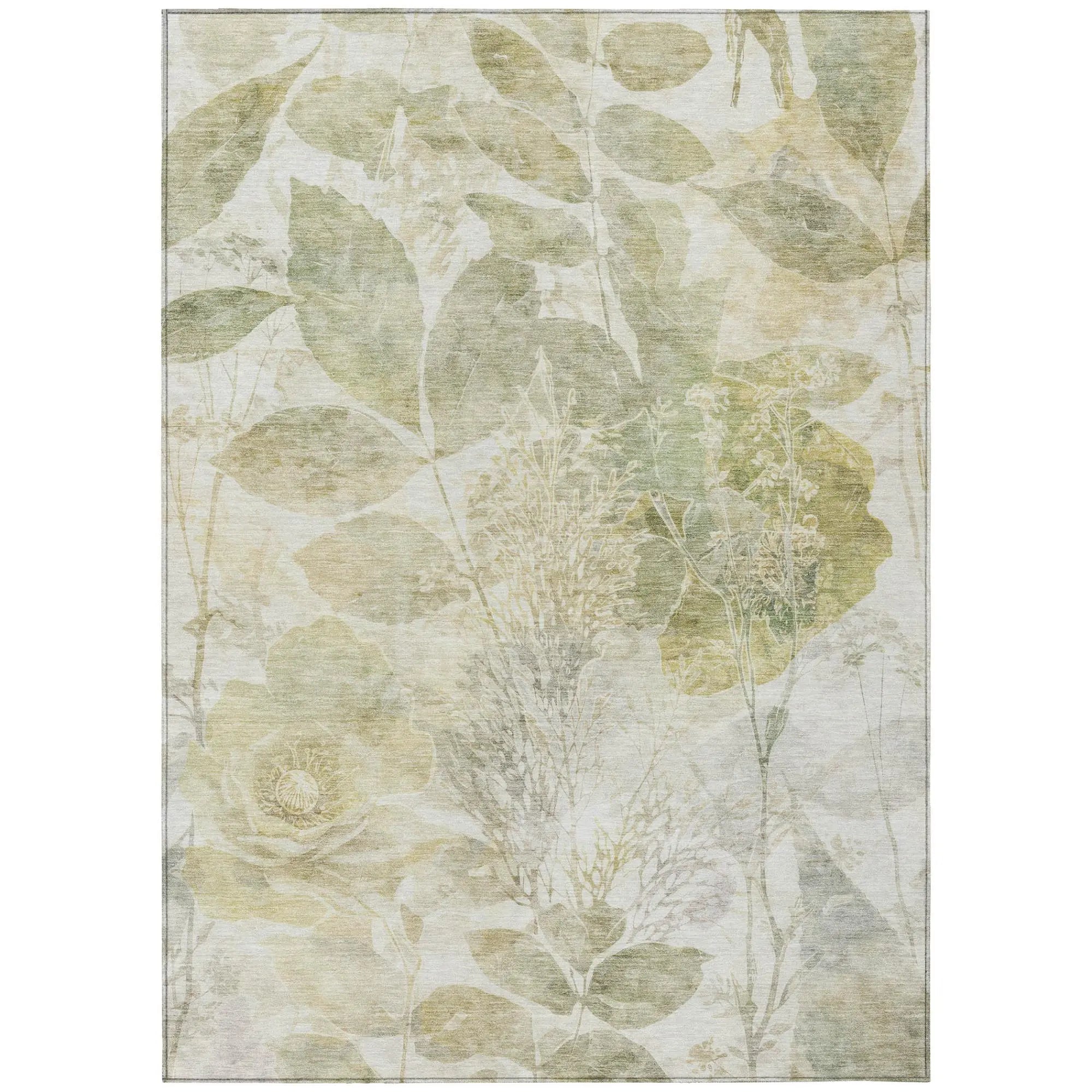 8' X 10' Sage And Green Floral Washable Indoor Outdoor Area Rug Homeroots Outdoor