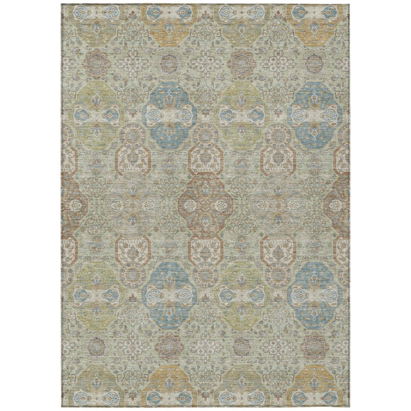 8' X 10' Sage And Green Floral Washable Indoor Outdoor Area Rug Homeroots Outdoor
