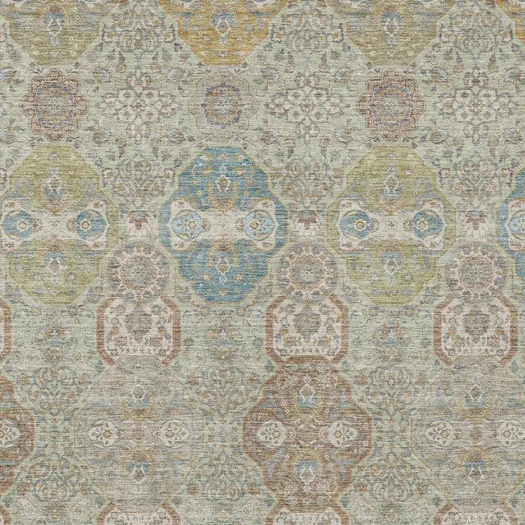 8' X 10' Sage And Green Floral Washable Indoor Outdoor Area Rug Homeroots Outdoor