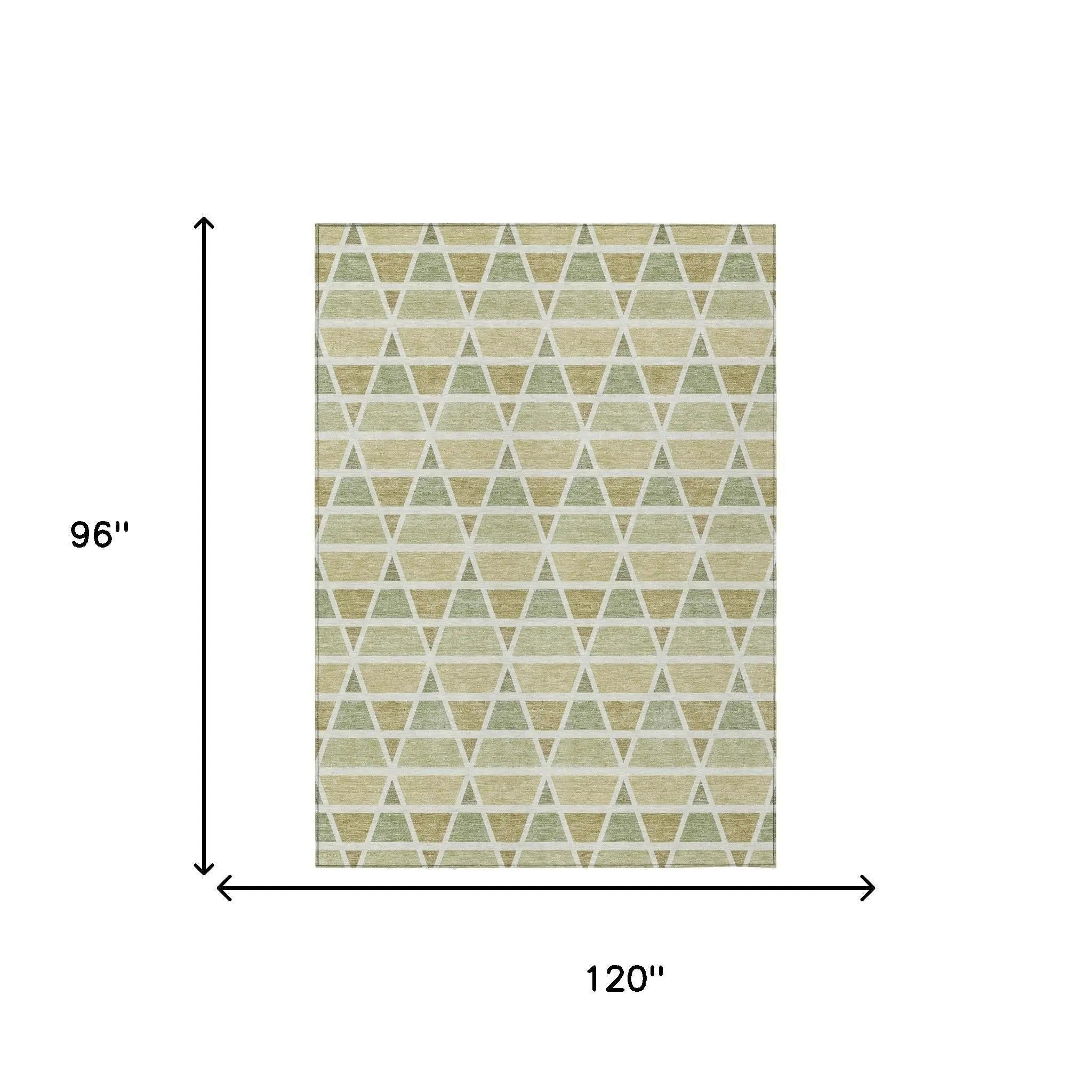 8' X 10' Sage And Green Geometric Washable Indoor Outdoor Area Rug Homeroots Outdoor