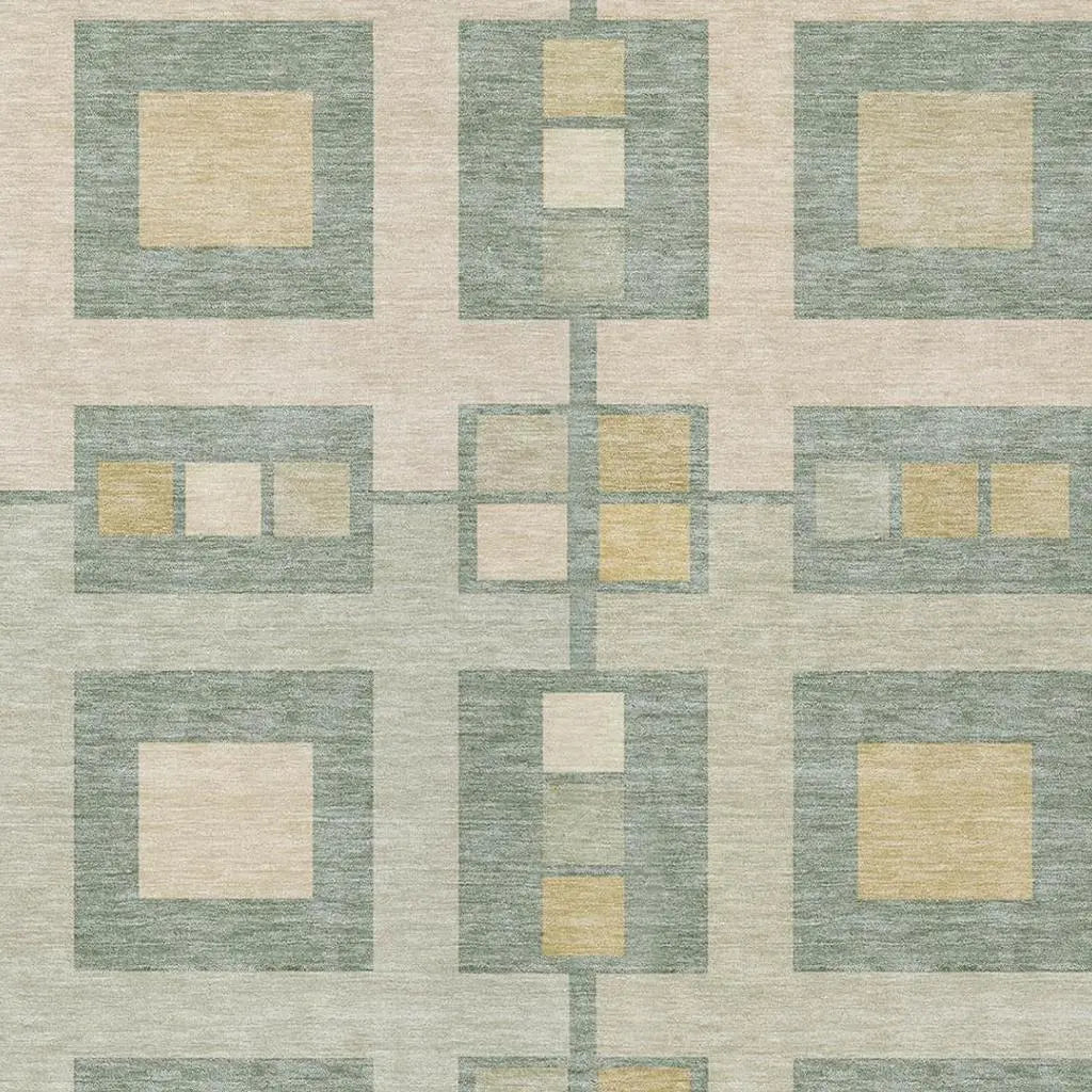 8' X 10' Sage And Green Geometric Washable Indoor Outdoor Area Rug Homeroots Outdoor