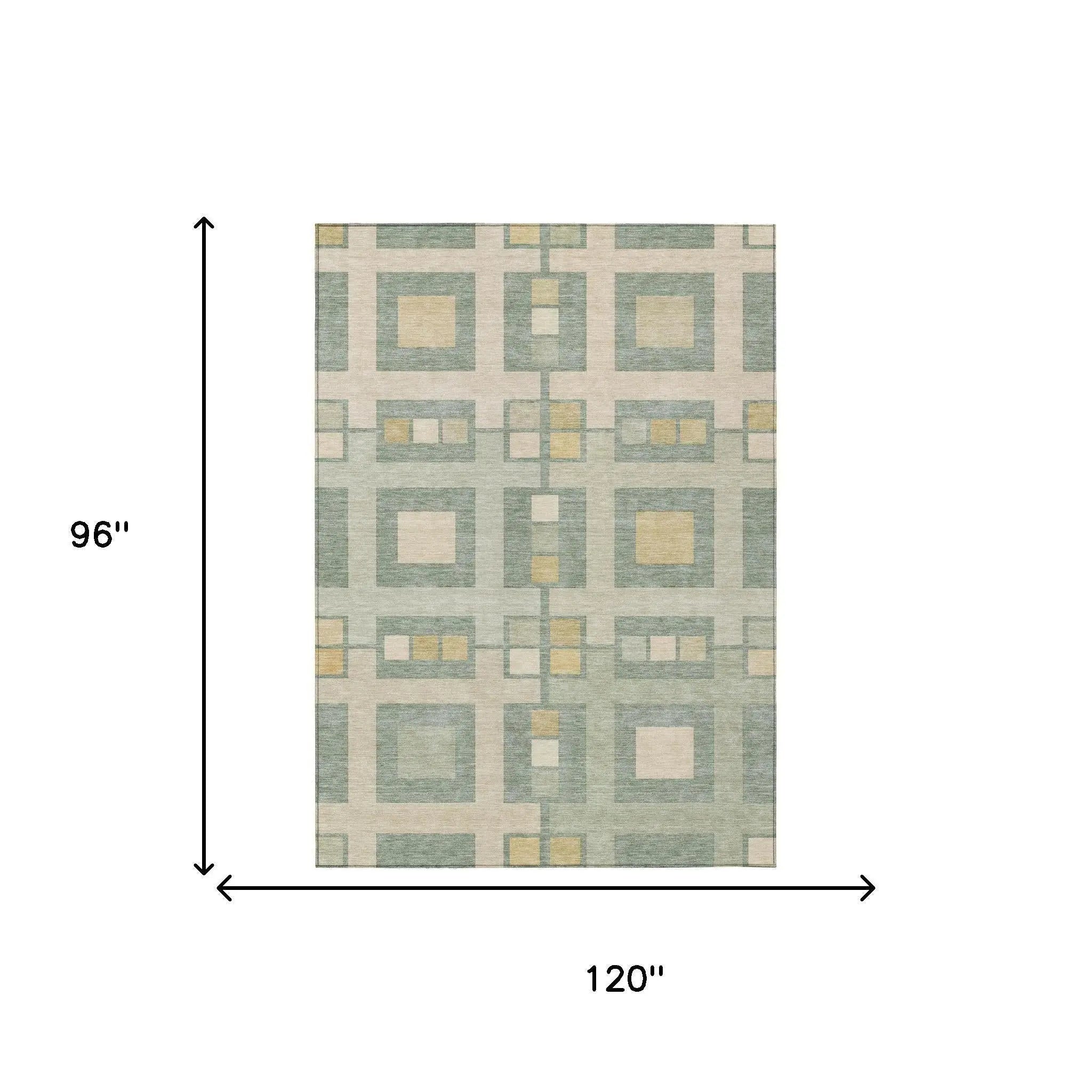 8' X 10' Sage And Green Geometric Washable Indoor Outdoor Area Rug Homeroots Outdoor