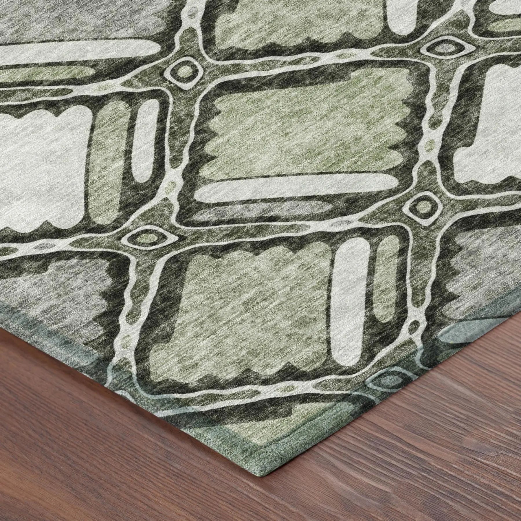 8' X 10' Sage And Green Geometric Washable Indoor Outdoor Area Rug Homeroots Outdoor