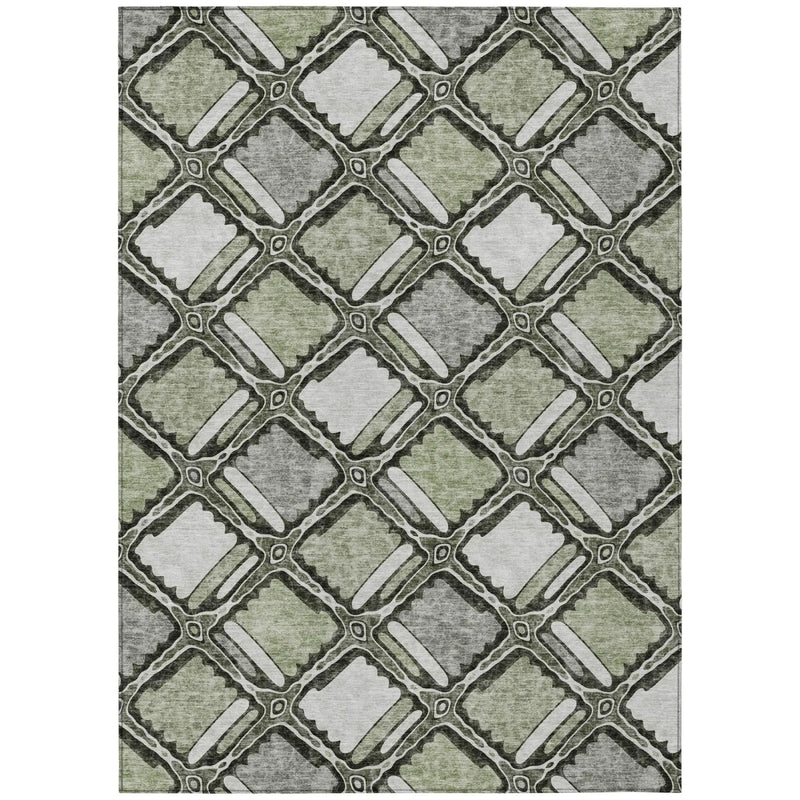 8' X 10' Sage And Green Geometric Washable Indoor Outdoor Area Rug Homeroots Outdoor