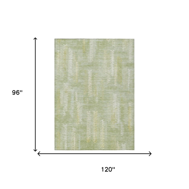 8' X 10' Sage And Green Striped Washable Indoor Outdoor Area Rug Homeroots Outdoor