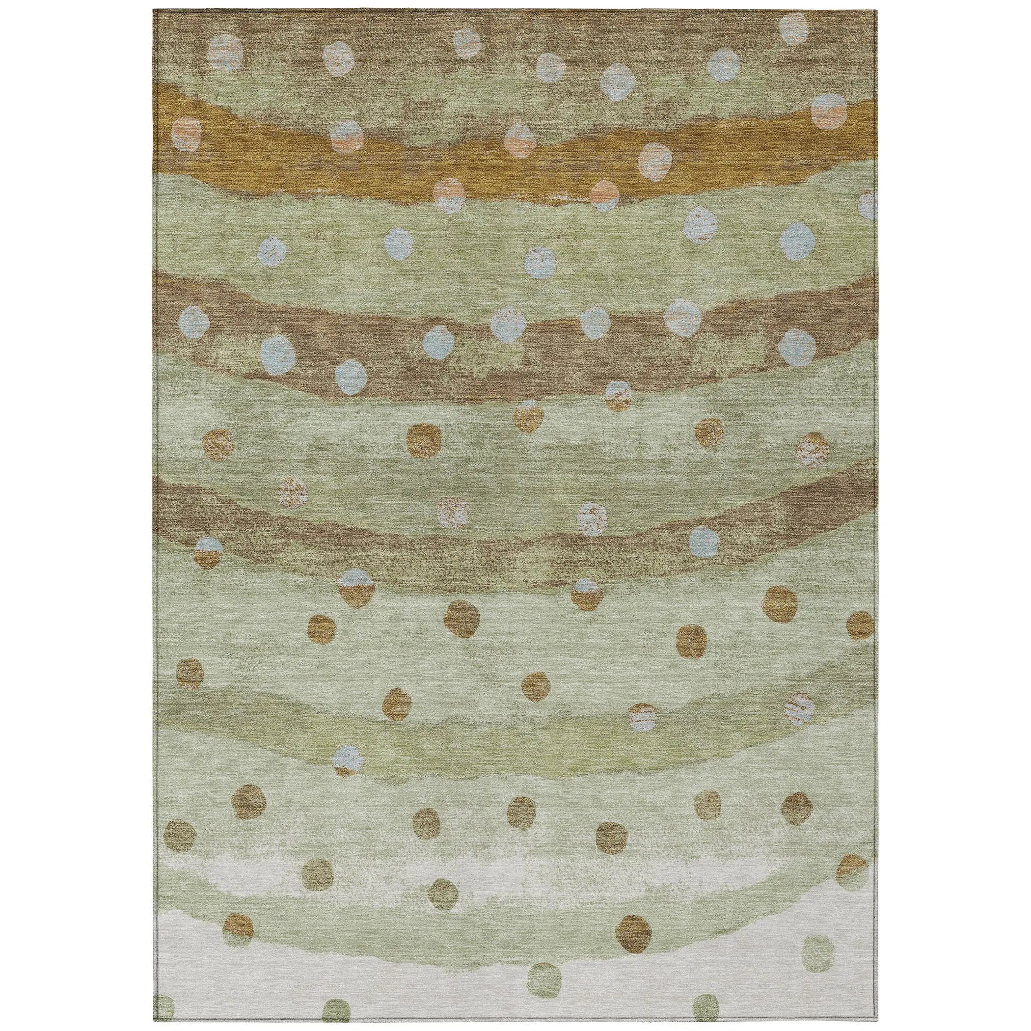 8' X 10' Sage And Green Striped Washable Indoor Outdoor Area Rug Homeroots Outdoor