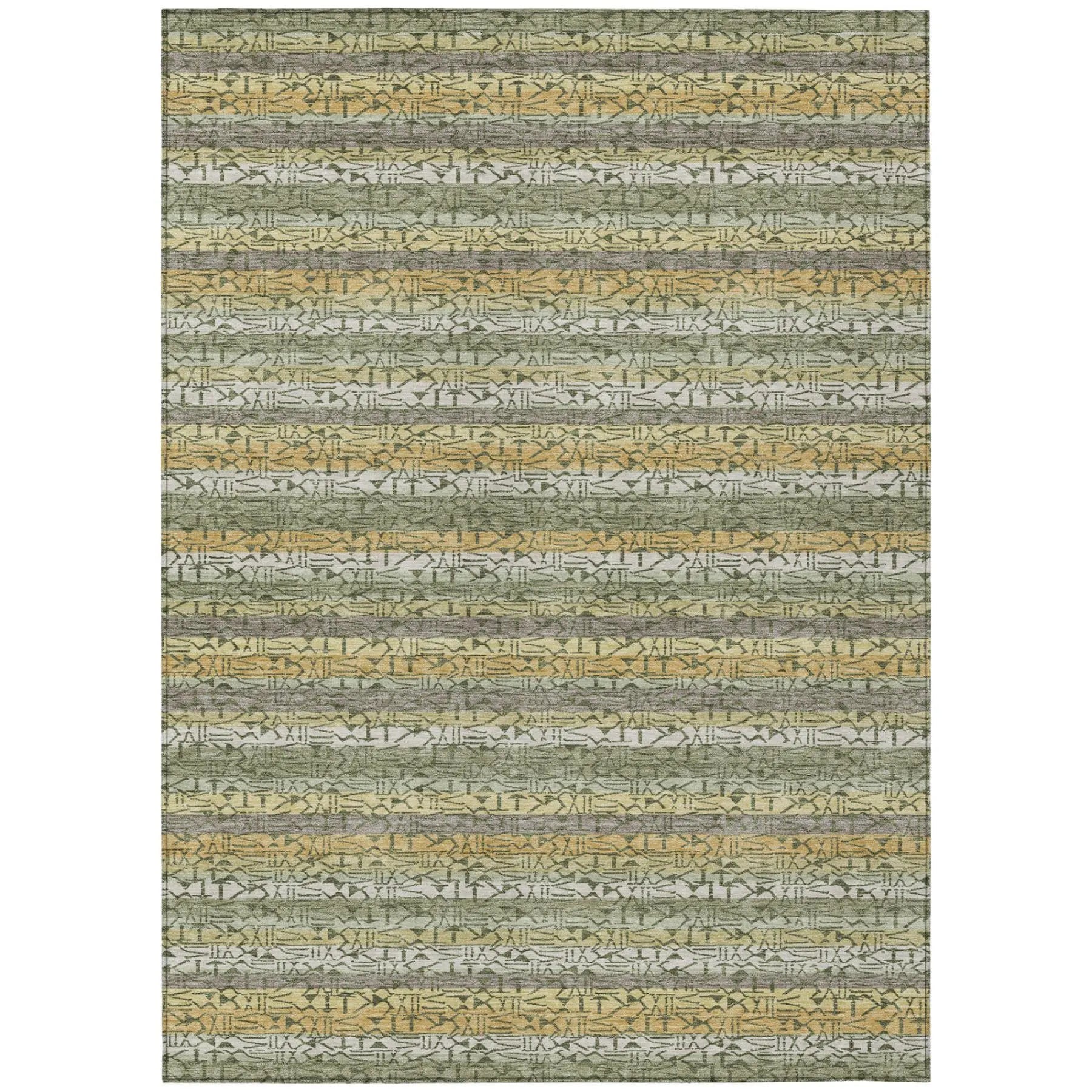 8' X 10' Sage And Green Striped Washable Indoor Outdoor Area Rug Homeroots Outdoor